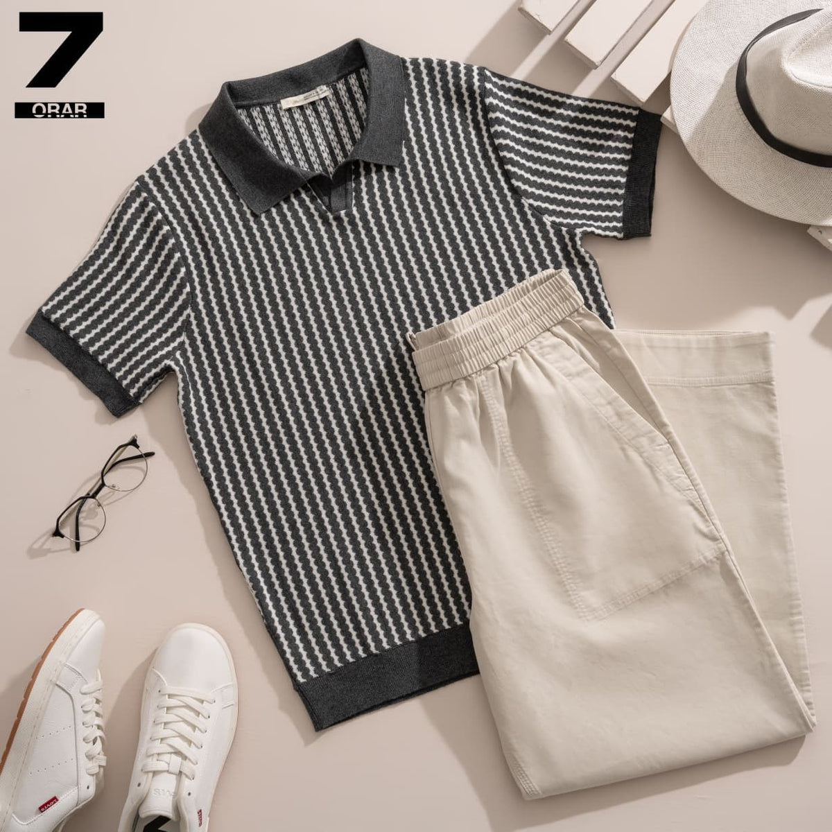 Zara Striped Knitted Polo Shirt