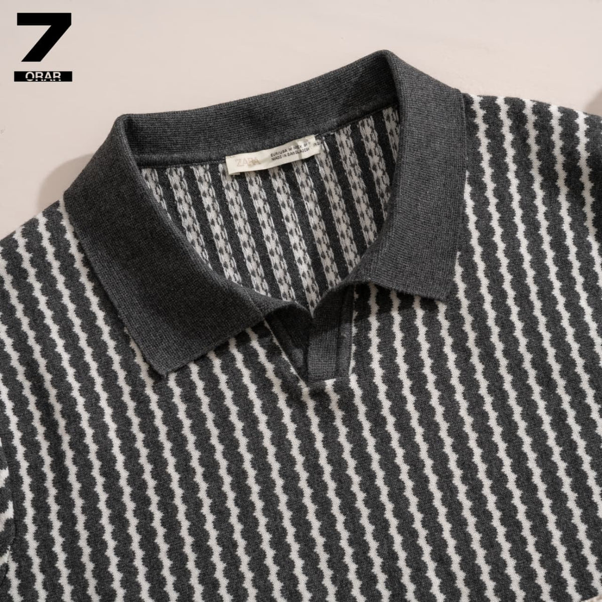 Zara Striped Knitted Polo Shirt