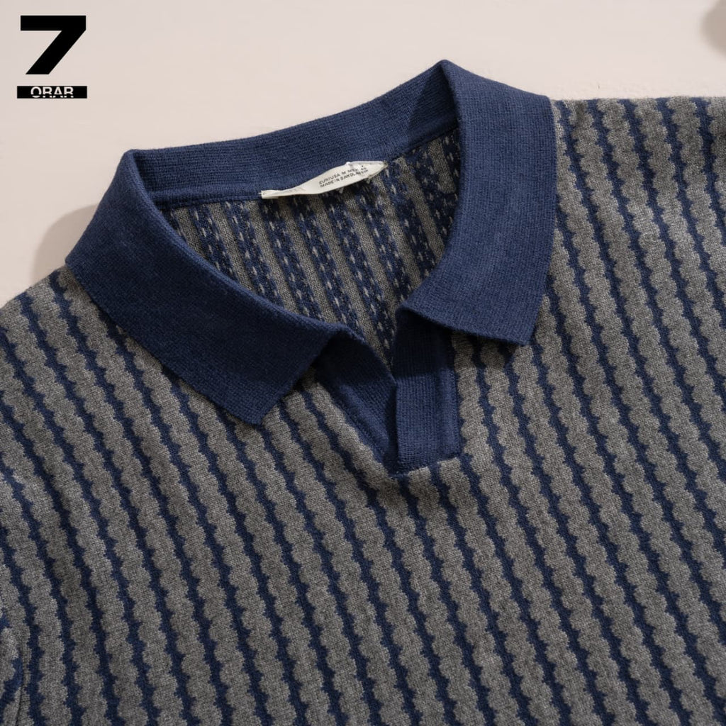Zara Striped Knitted Polo Shirt