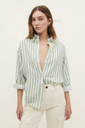 Stradivarius striped green shirt